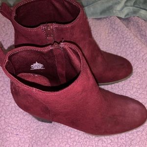 Maroon Suede Booties